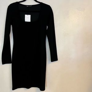 Zara black long sleeve mini dress - size L